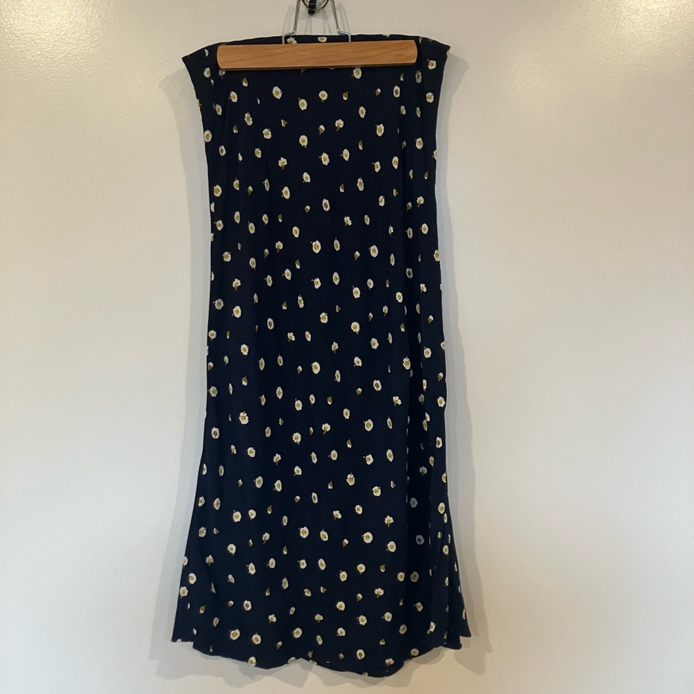 Madewell Midi Slip Skirt | Daisy Dot Print | Size 2 | Navy